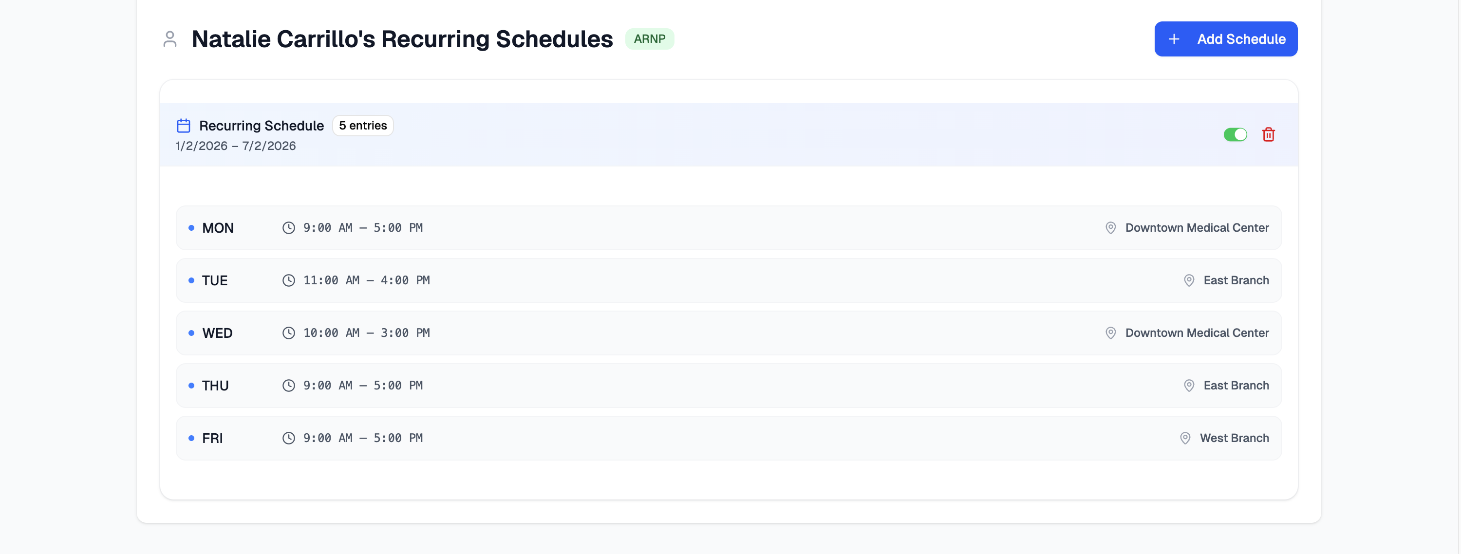 Schedura schedule planner interface